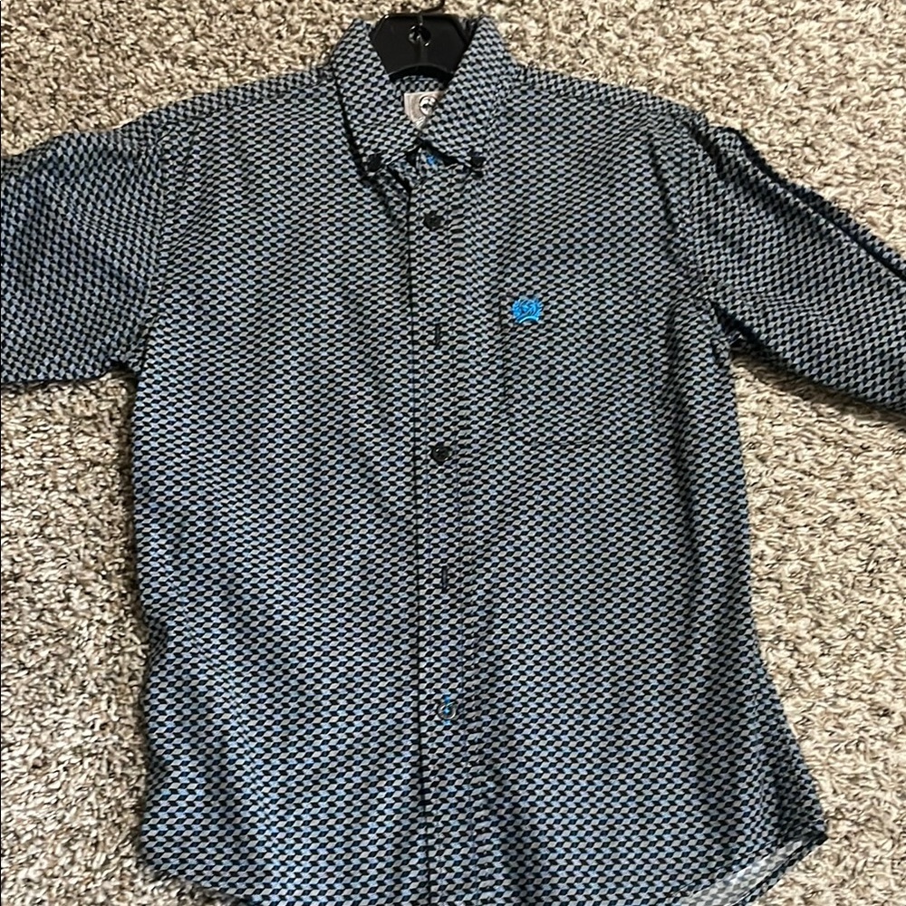 Boys Blue/ Black Patterned Shirt